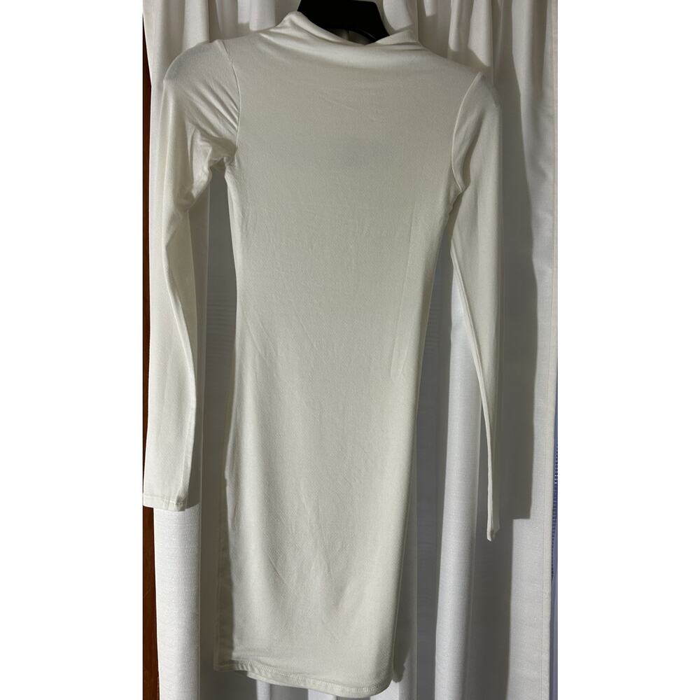 Naked Wardrobe NWT Women's Long Sleeve Bodycon Mini Dress Ivory Size XS - Picture 4 of 5